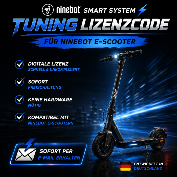 Lizenz Sofort online Tuning für Ninebot Max E + G2 D + G30 D + F2 + F2 Plus + F2 Pro + F3 PRO + F3 + ZT3 + G3+ GT3 usw. via Bluetooth 45